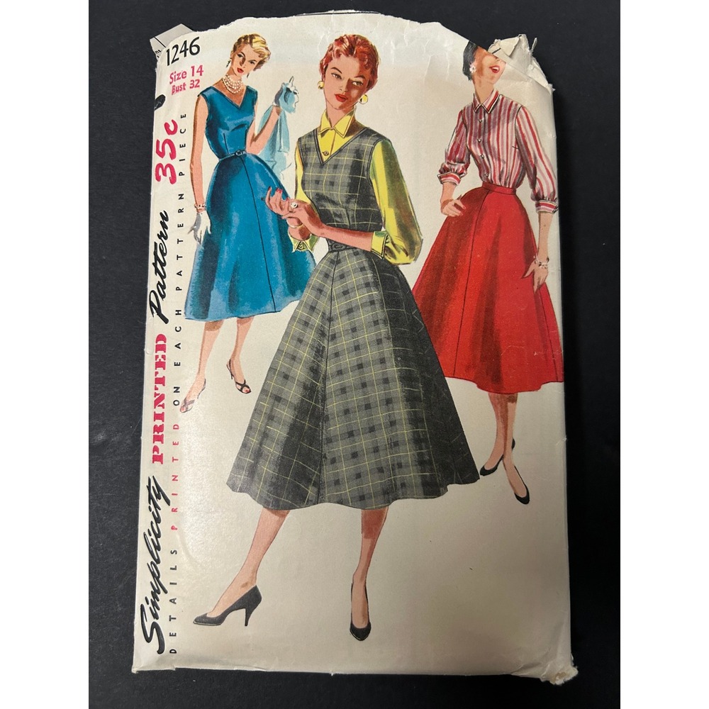 Vintage 1950s Simplicity 1246 Sewing Pattern Women Size 14 Dress Jumper